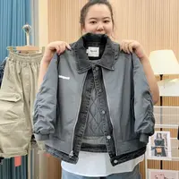 男童秋冬假两件牛仔拼接夹棉外套2025新款儿童男孩冬季痞帅厚棉服