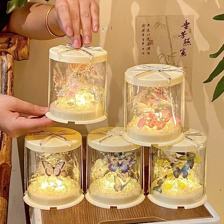 新品首发居家装饰氛围灯梦幻情侣见面蛋糕盒蝴蝶灯DIY材料包用心