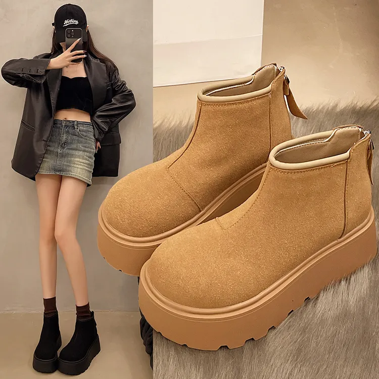 雪地靴女2025冬季新款加绒加厚保暖棉鞋毛毛棉鞋东北厚底加绒女鞋