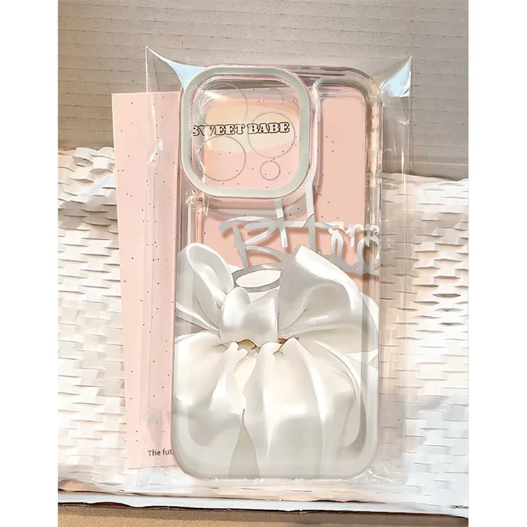白蝴蝶结适用苹果16 15手机壳iPhone13promax防摔14 12男女xr软11