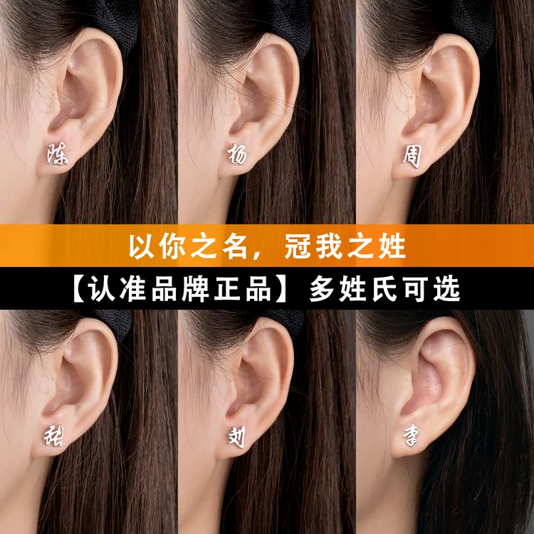 百家姓耳钉小众设计饰品高级感耳环姓氏耳环精致