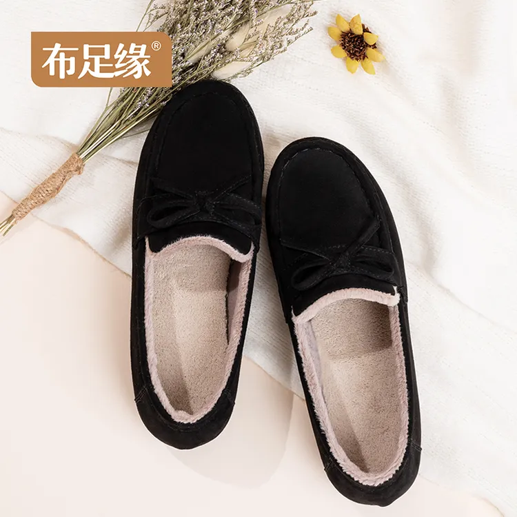 老北京布鞋女冬季加绒保暖黑色超软底舒适豆豆鞋久站不累2025新款