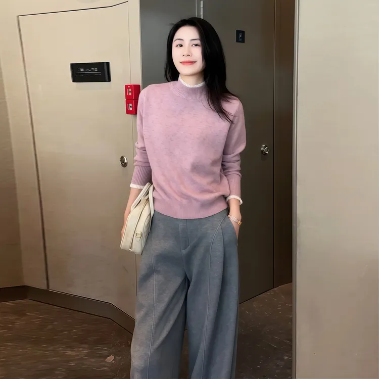 【雪花颂】Mayya Plus麦芽定制气质显瘦毛茸茸毛织上衣32547367