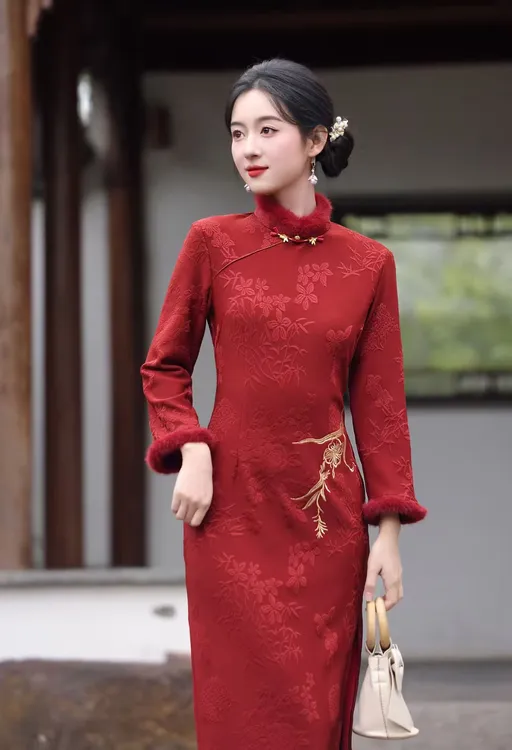 【腰缠万贯】时尚冬季高贵加绒加厚旗袍气质修身显瘦复古中长款A2