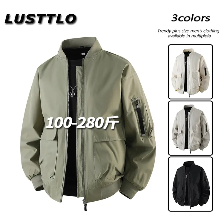 【反季清仓】潮流春秋季常规款男士大码夹克外套时尚工装拉链上衣服