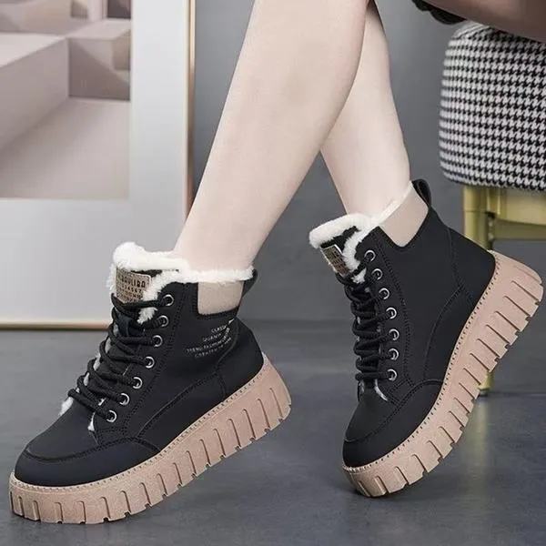加绒加厚保暖雪地靴女2024冬季新款休闲防滑厚底棉靴轻便马丁