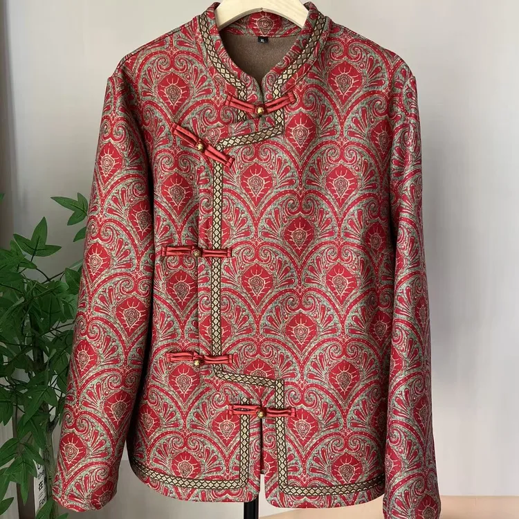 JJ8721秋冬加绒立领新中式改良旗袍衫时尚气质中老年女装上衣