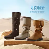 【巴图&博谷优享】百丽荒野来信复古西部靴女2025冬新长靴3QFC3DG5