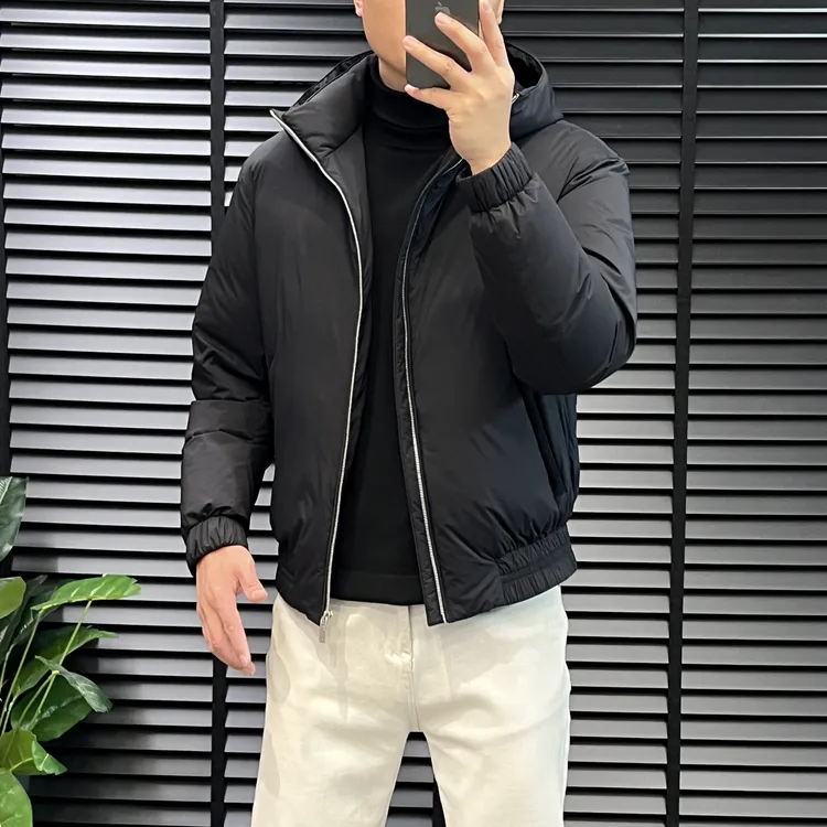 冬季男士轻奢高端鹅绒拼绵羊皮连帽加厚保暖潮流休闲羽绒服外套