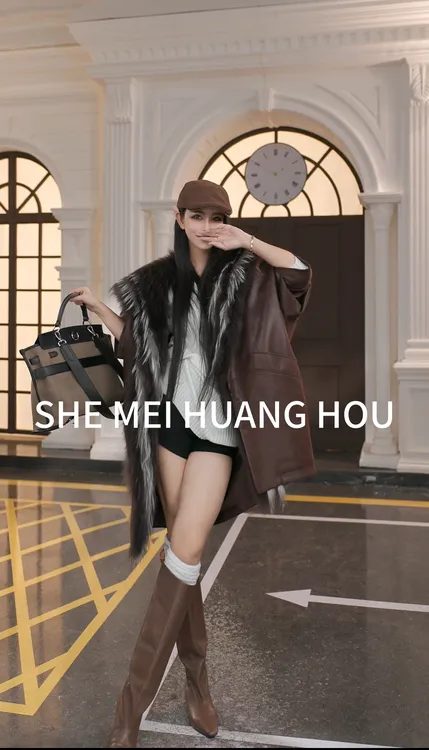 （顶流）原创设计师款稀有狐狸毛彩狐皮草派克鹅绒中长款外套25188