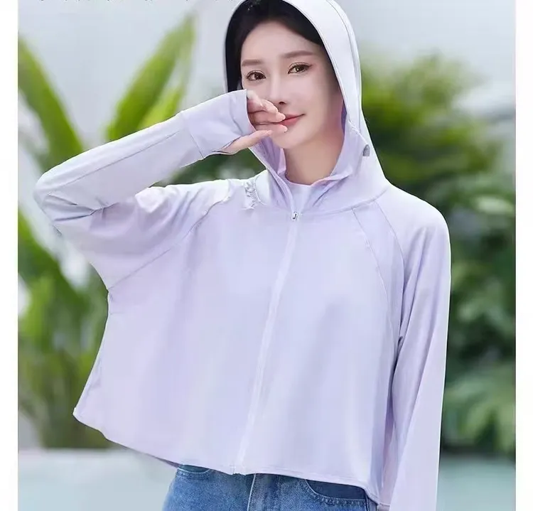 女款夏季薄款连帽加宽帽檐防紫外线防晒衣23108