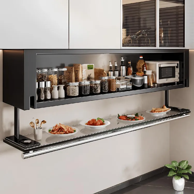 优勤厨房置物架壁挂式吊柜下方调味品盒墙壁下拉收纳橱柜调料柜子