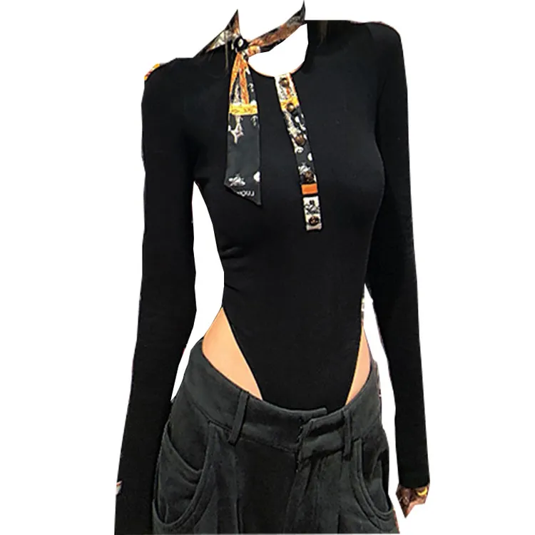 桐款时髦主义 设计感修身显瘦连体衣女内搭长袖打底衫上衣休闲裤