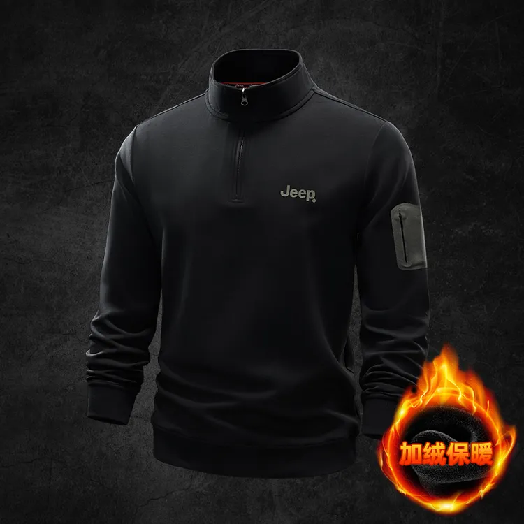 Jeep吉普秋冬季户外休闲运动防风立领卫衣宽松时尚男士卫衣春秋