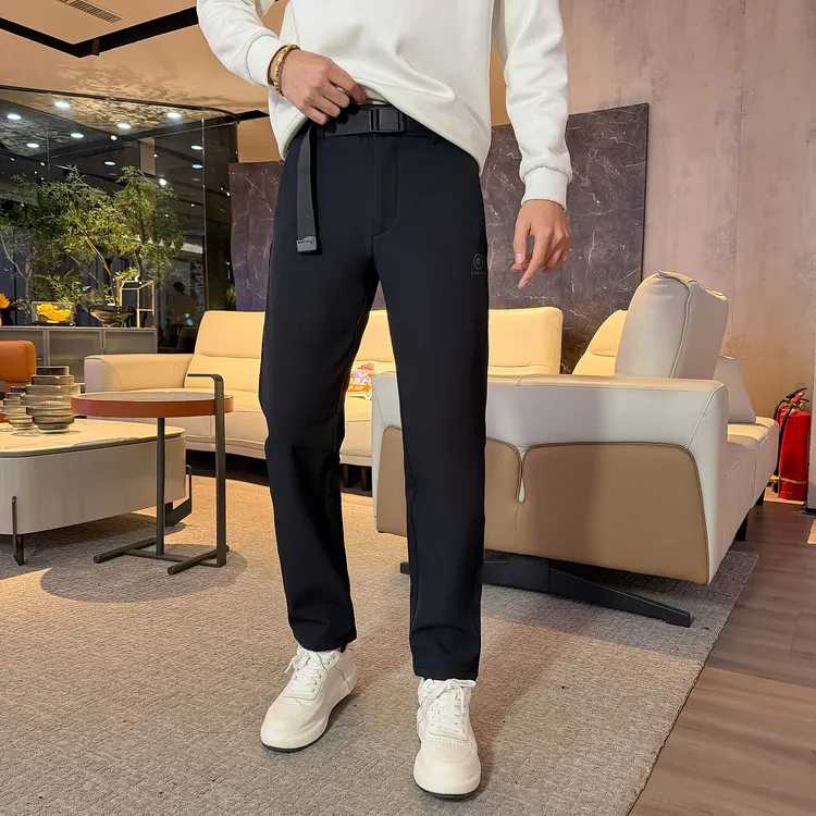 冬季加绒加厚保暖男士休闲裤修身冲锋裤百搭运动登山裤软壳直筒裤