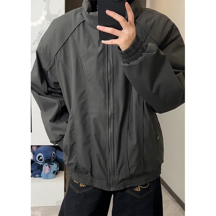 美式斜切解构棉服外套男款冬季保暖工装夹克cleanfit立领棉衣夹克