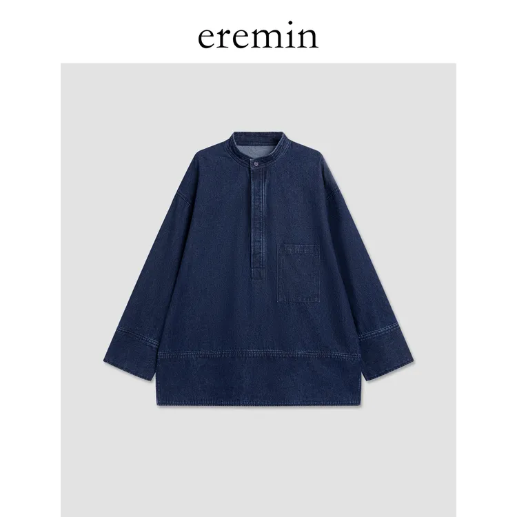 DE Mincollection原色牛仔服/重磅洗水半门襟套头牛仔上衣55615