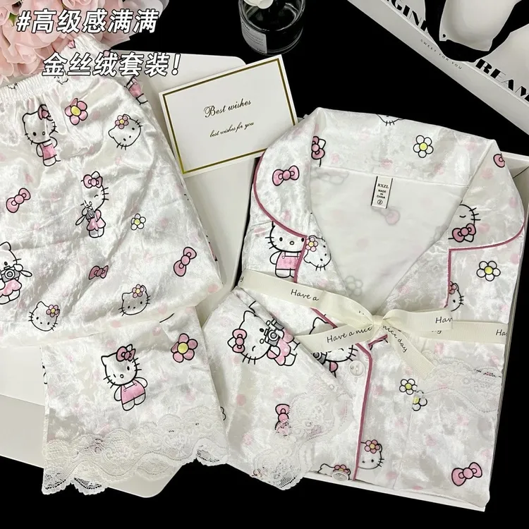 【1】高克重金丝绒×德绒睡衣秋冬季开衫三件套金丝绒高级感家居服