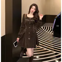 新款春季法式赫本风小黑裙大码收腰显瘦气质高级感连衣裙子W0632L