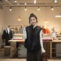 【闵笑一】乌木暖阳新中式立领皮衣马甲女黑色无袖背心外套高级感