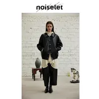 noiselet方领收腰廓形皮夹克外套 N1237