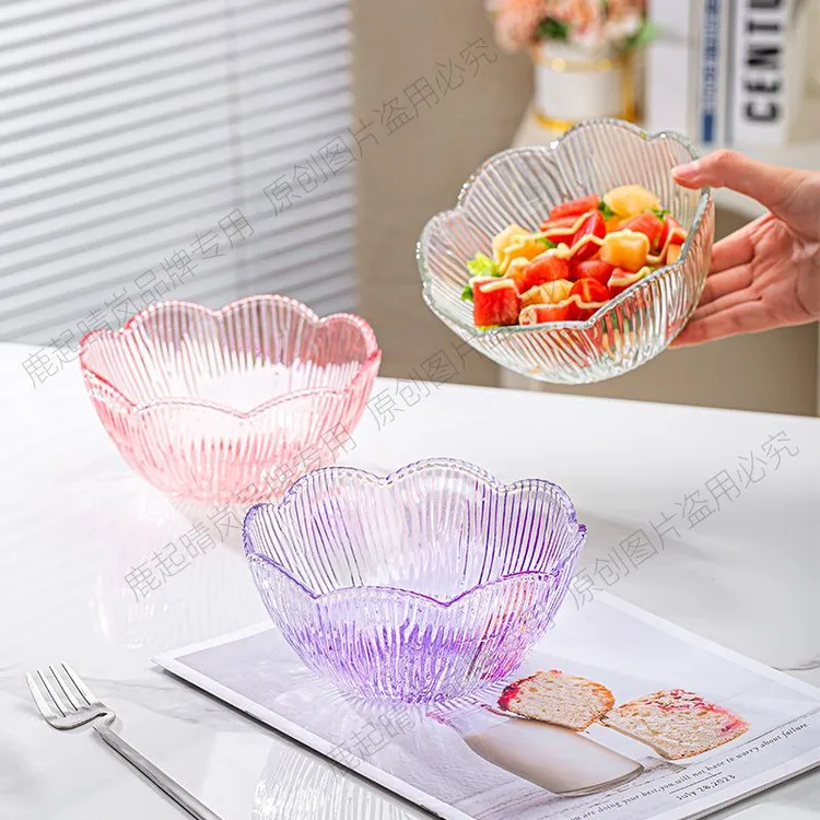 【3天内热销1074件】高颜值isn樱花碗家用玻璃碗甜点碗水果沙拉碗零