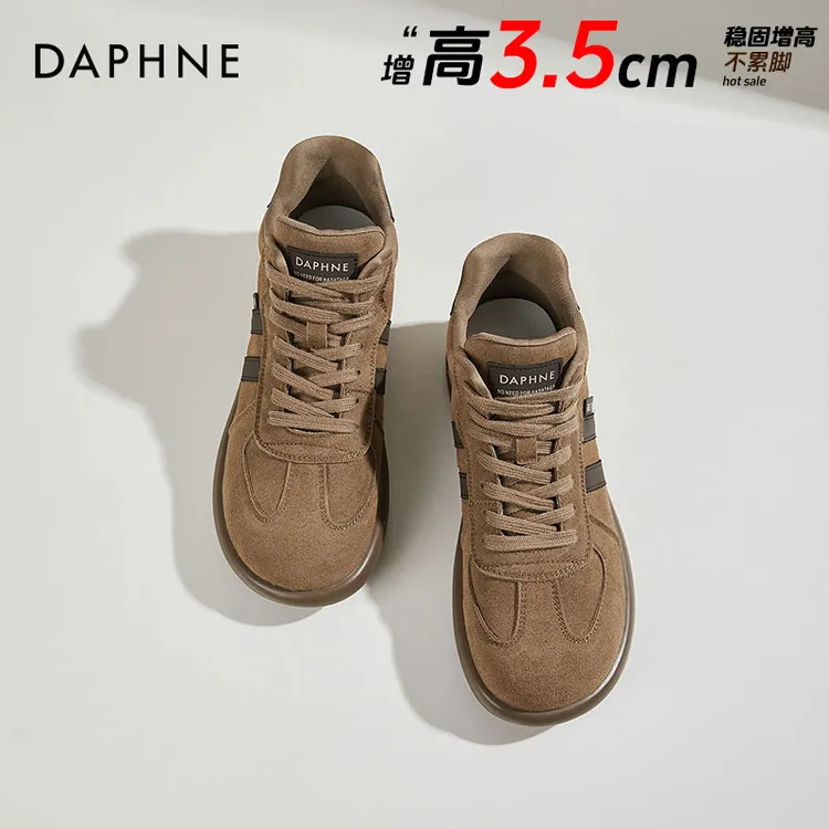 达芙妮正品德训鞋2025秋季高帮女鞋防滑时尚复古系带休闲女款鞋子