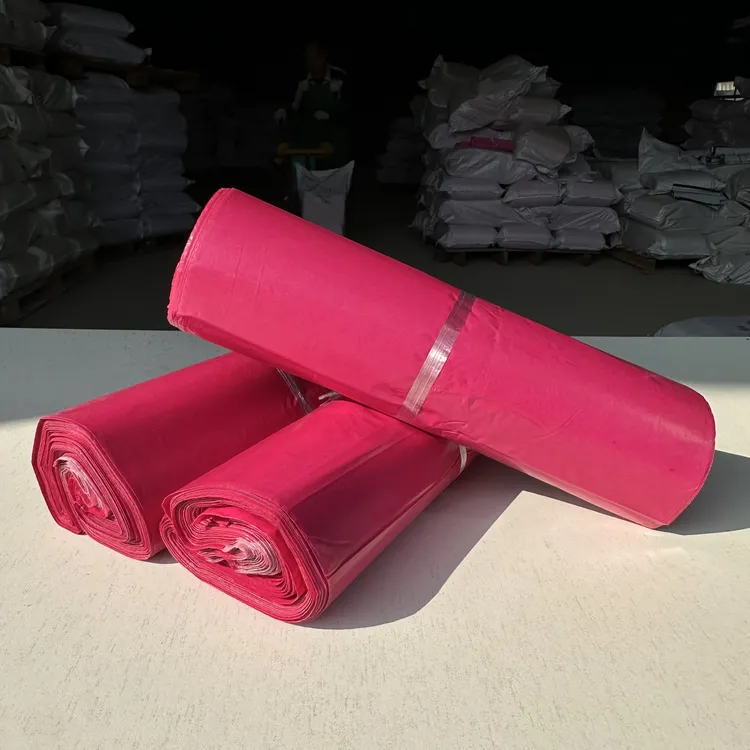 快递包装袋玫红色半新料快递袋子源头厂家供应批发连卷袋打包袋