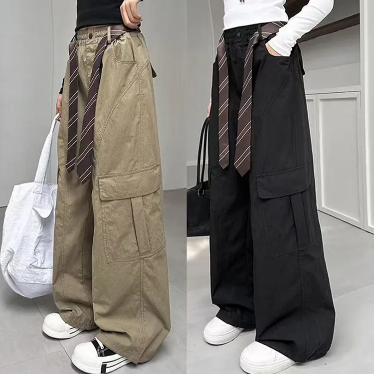女童工装裤春秋2025新款儿童宽松休闲裤秋装8-15岁中大童女孩裤子