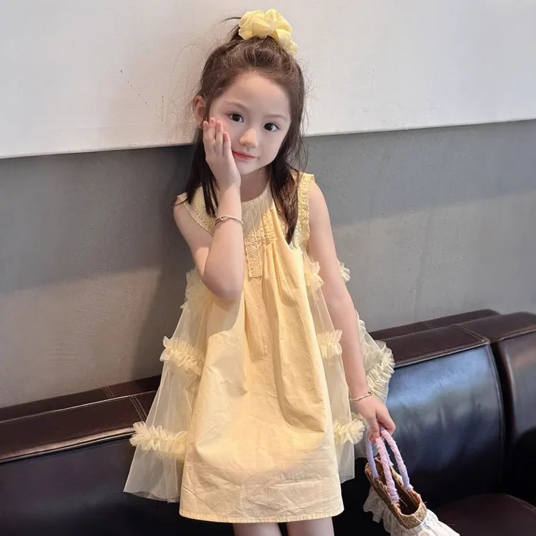 女童连衣裙夏季2025新款女孩裙子时尚无袖宝宝儿童夏装背心公主裙