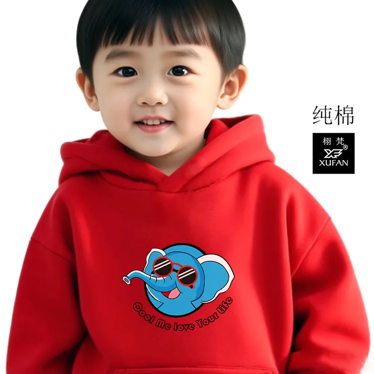 纯棉连帽卫衣童装加绒加厚外套百搭小学生秋冬外套