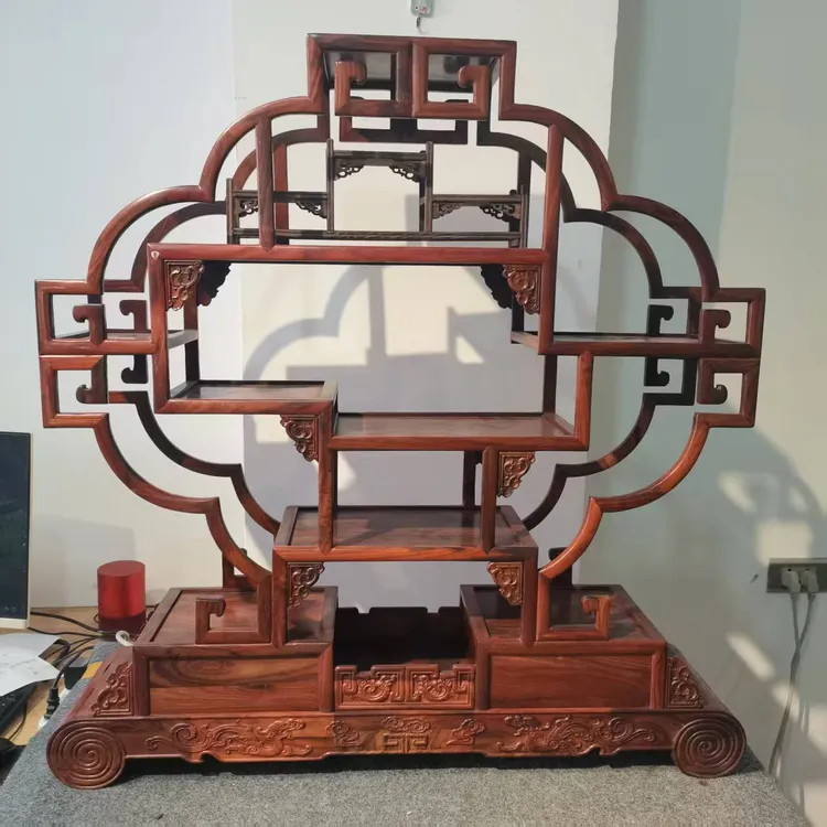 大红酸枝博古架实木摆件架置物，小博古架红木工艺品