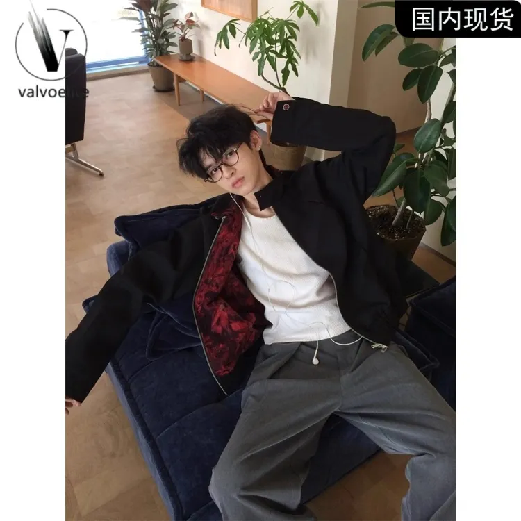 美式红内解构哈灵顿夹克男款秋高级感老钱风cleanfit立领短款外套