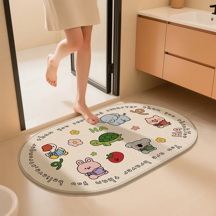 仿亚麻浴室地垫吸水防滑速干ai门口耐脏免洗脚垫子卫生间厕所地毯