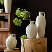 【七呀】现代简约奶油风陶瓷花瓶客厅餐桌水培插花器摆件高级感装饰
