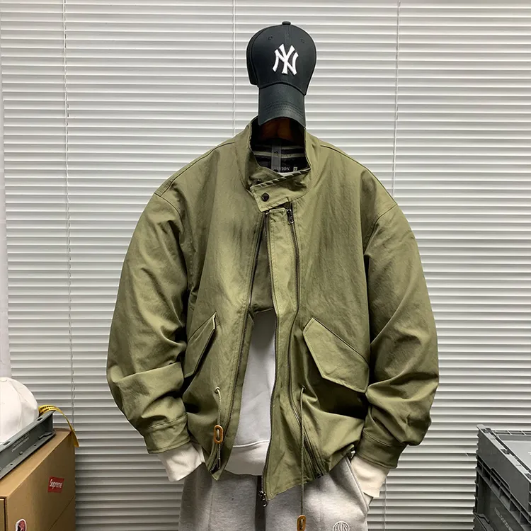 立领机能夹克男士春秋新款休闲宽松运动潮牌百搭户外防风工装外套