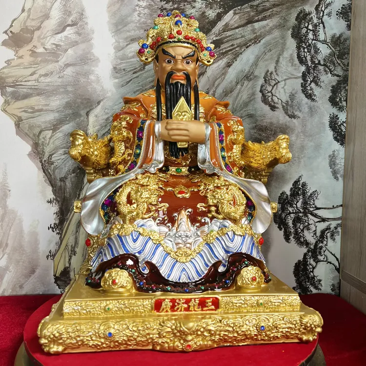 黄铜琉晶铜彩贴金广济龙王五爷龙五爷财神爷供奉家用祠堂