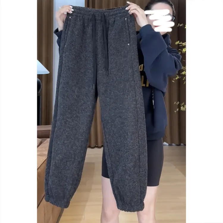 艾塔莉加厚哈伦裤女秋冬新款束脚裤子梨形身材卫裤宽松大码阔腿裤