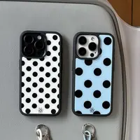 【icc专属】露思同款滴胶蓝白波点适用苹果16pro女iphone15手机壳