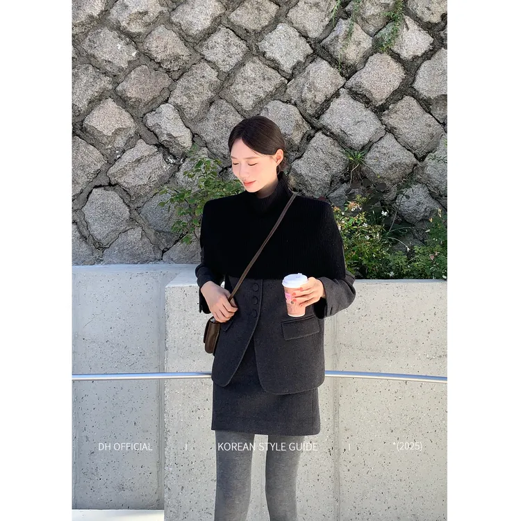 DH OFFICIAL大花【时髦氛围shawl】韩系氛围感高领毛织百搭保暖披肩