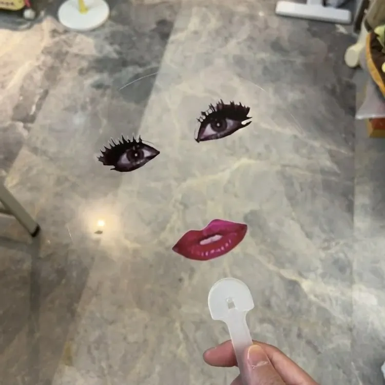 【烈焰红唇憋笑圆扇】ladygaga演唱会追星应援透明雷迪嘎嘎印花搞怪