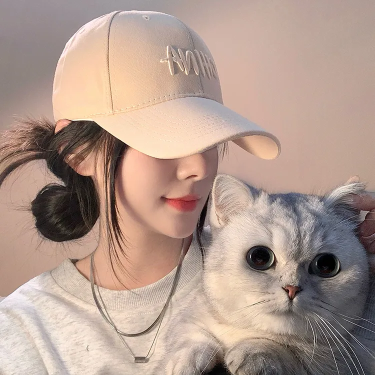 刺绣棒球帽女2025新款宽帽檐显脸小加深硬顶大头围鸭舌帽男韩版