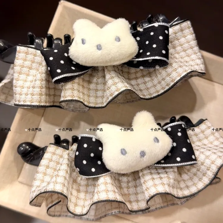 原创！韩系可爱兔子裙摆香蕉夹女发饰马尾夹头饰后脑勺发夹竖夹