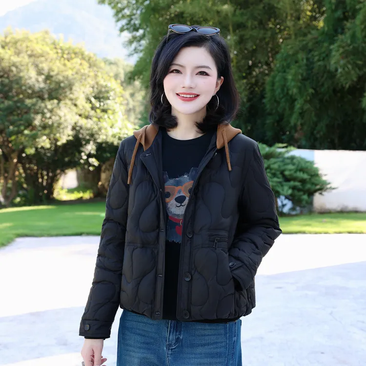 【90白鸭绒】枫竺阿楠anan连帽抽绳拼接羽绒服女秋冬新款保暖外套