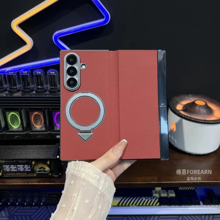 适用于三星zfold7手机壳折叠屏fold7真皮支架磁吸保护套翻盖皮套