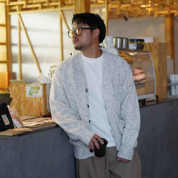 秋季新款男女情侣款羊毛彩点面纱慵懒风百搭开衫款毛针织衫上衣