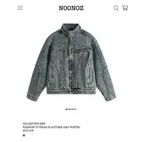 NOONOZ潮牌美式水洗做旧牛仔夹克男复古街头痞帅中性风拼接外套
