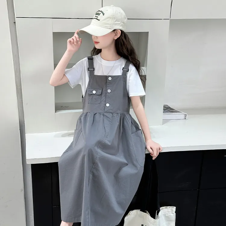 女童夏季套装6-12岁儿童背带裙夏装洋气网红女大童时尚薄款两件套