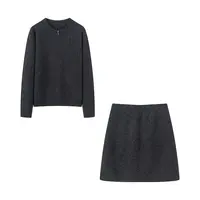 艾家女装2025冬季新款时尚圆领毛衫套装3128