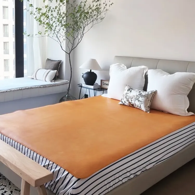 进口公牛皮凉席古法清水牛皮软席真皮整张1.8米席子头层牛皮席